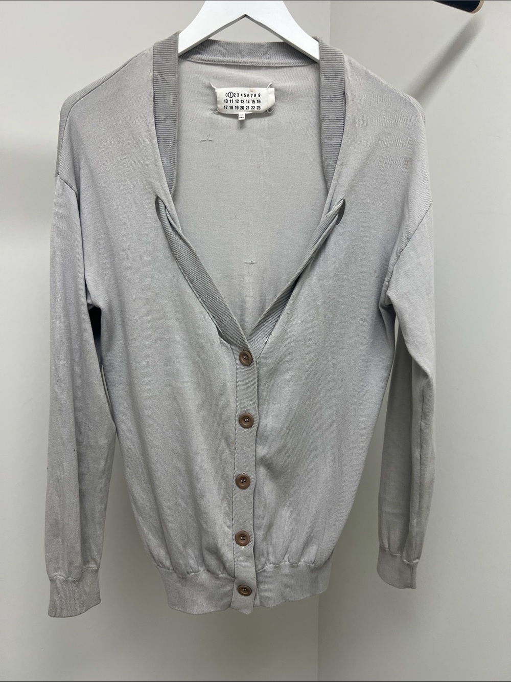 Maison Martin Margiela Light Gray Button-Front Cardigan